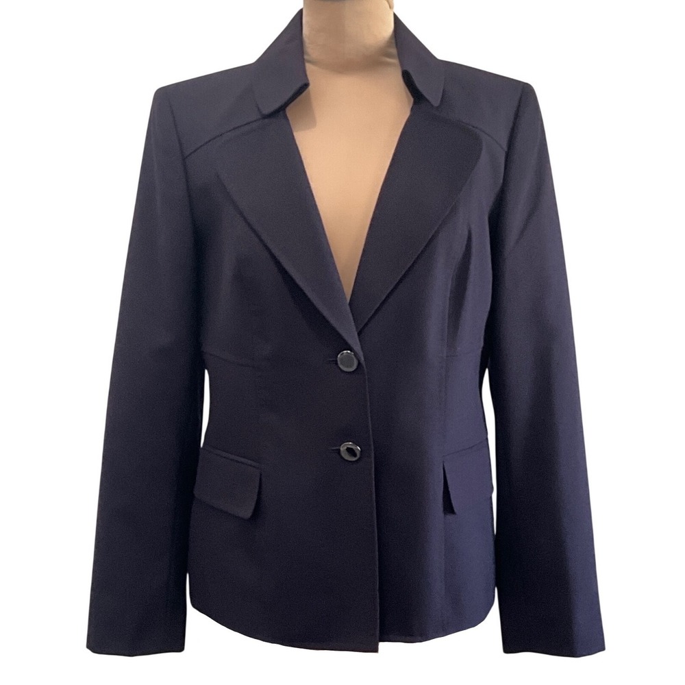 Anne Klein Plum Wool Blend Blazer Paisley Lining Tailored Career Women's Size 8